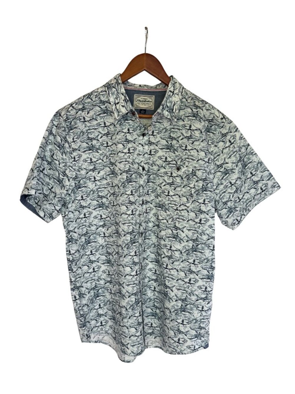 Flag & Anthem Men's 100% Cotton Shark Print Button Down - Size L - NWT